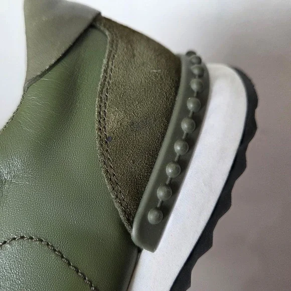 Coach Leather Olive Green Studded Sneakers Moonlight Olive womens size 8.5 EUC - Picture 10 of 14